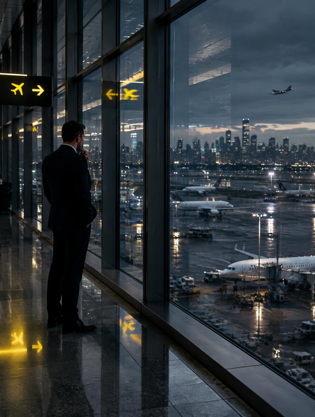 Security professional overseeing international transit at an airport