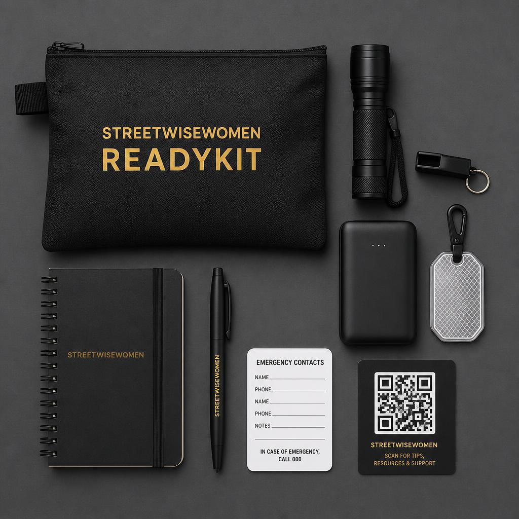 STREETWISEWOMEN ReadyKit contents laid flat